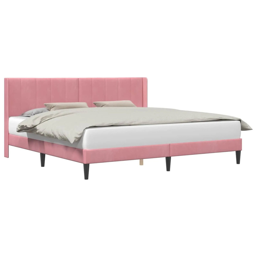 vidaXL Bettrahmen mit Kopfteil aus Samt in Rosa, B/T/H: 200 x 200 x 126 cm - Bild 2
