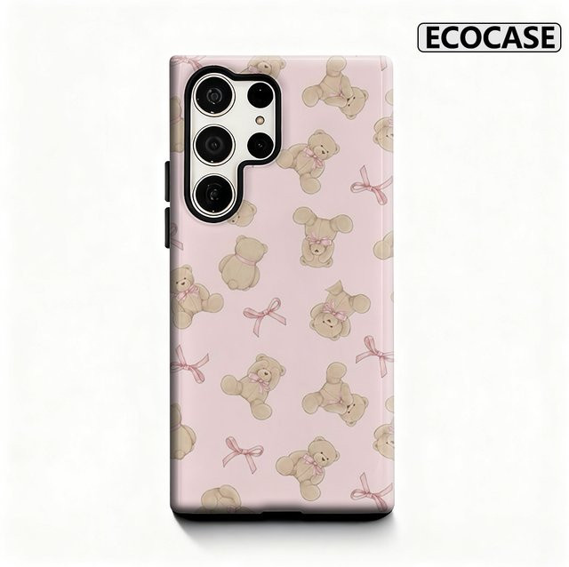 Teddybär & Bow Delight Handyhülle für Samsung Galaxy S25 Ultra, S24 und S23 Ultra Plus mit glänzender doppellagiger Rückseite - Bild 1