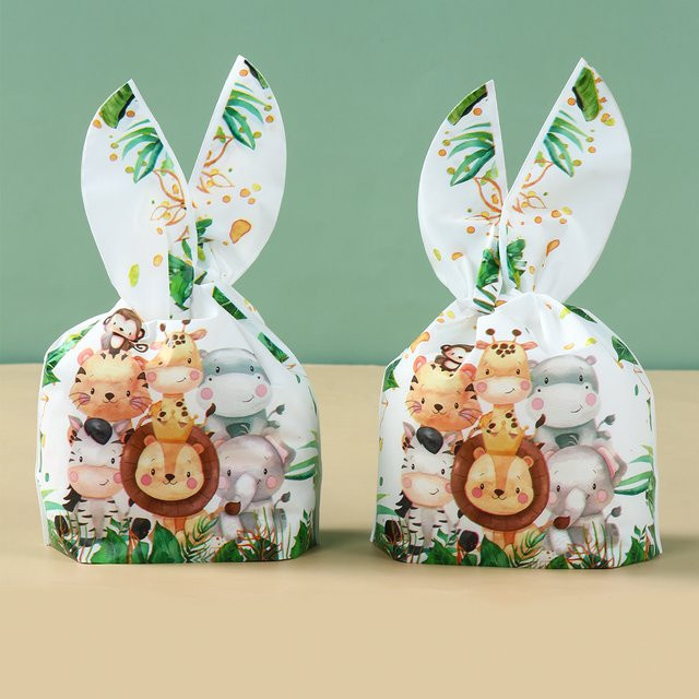 Huiran Dschungel Tier Kaninchen Geschenktüte aus Papier für Süßigkeiten und Kekse, Mehrfarbig - Bild 1