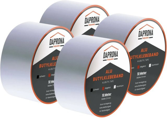 Daprona Butylband Dichtband Reparaturband wasserdicht in Silber, Breite: 75 mm, Länge: 10 m (4 Rollen) - Bild 1