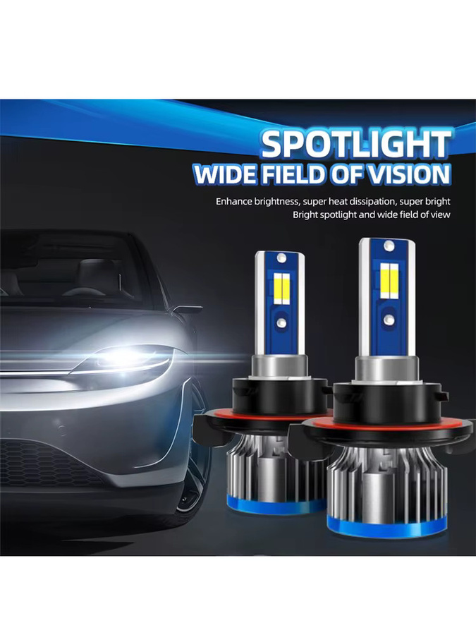Roadsun 2er-Set H13 LED Scheinwerfer mit Fern- und Abblendlicht, 150W, 25000LM, 6000K Weiß, IP68 Wasserdicht, Farbe: Weiß/Silber - Bild 4