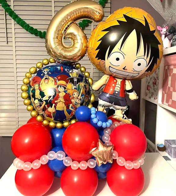 Bandai One Piece Luffy Strohhut Ballon Set aus Aluminiumfolie in Mehrfarbig für Kinder Geburtstag Party Dekoration - Bild 1