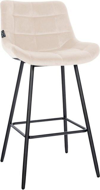 CLP Barhocker Weston in Beige mit Steppmuster, Samt oder Kunstleder und Metallgestell - Bild 1
