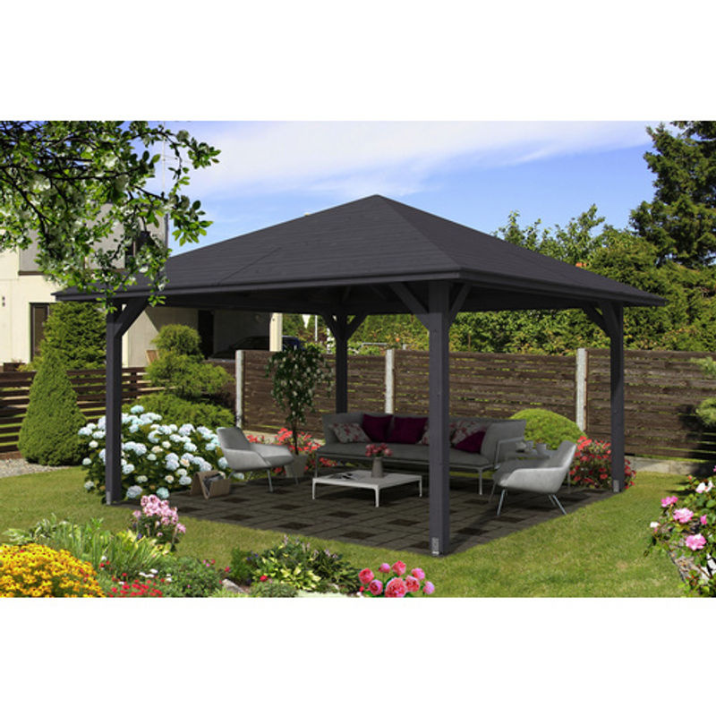 SKANHOLZ Pavillon Cannes 3 aus Fichtenholz mit Zeltdach in Grau, B/H/T: 504 x 344 x 504 cm - Bild 2