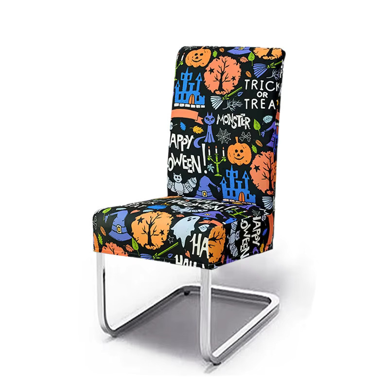 Yupartex Halloween Kürbis Stuhlhussen aus Stretch-Spandex, mehrfarbig, schmutzabweisend - Bild 5