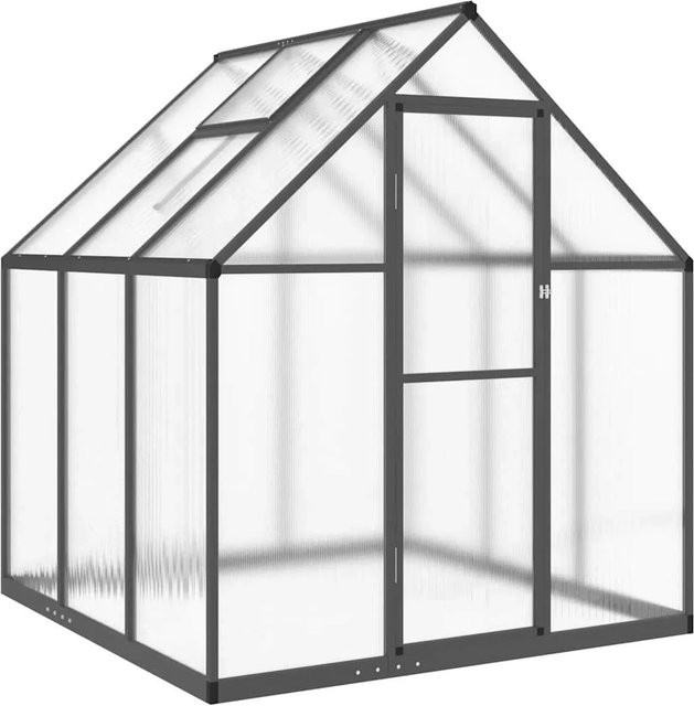 Furnicato Gewächshaus aus Aluminium mit Fundamentrahmen und Polycarbonat in Anthrazit, B/T/H: 169 x 169 x 195 cm - Bild 1