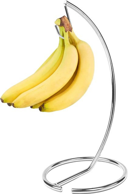 Relaxdays Bananenhalter aus Eisen in Silber, B: 34,5 cm, T: 16,5 cm - Bild 1