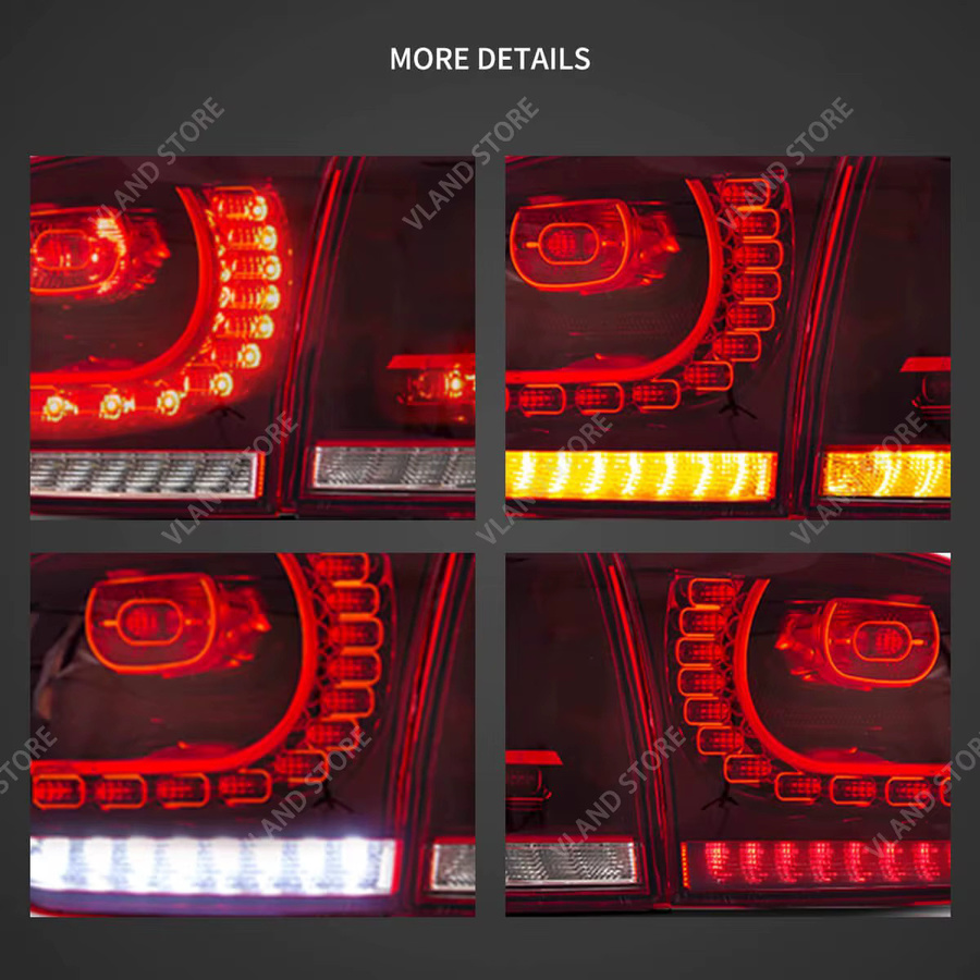 VLAND LED-Rückleuchten-Set für Golf MK6 Schrägheck mit sequenziellem Amber Blinker, 2 Stück, Orange/Rot - Bild 2