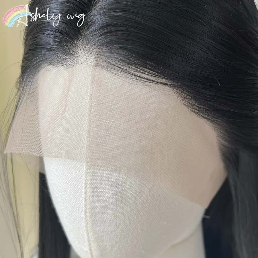 Schwarze Lace-Front-Perücke für Damen, 66 cm, hitzebeständige Synthetikfaser - Bild 5