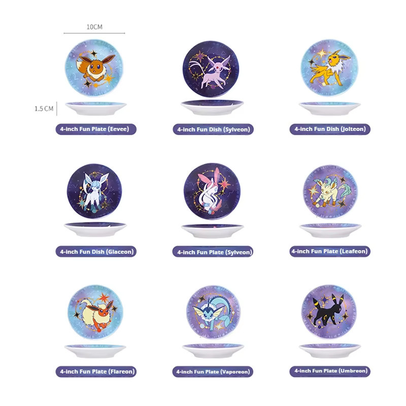 SHUNXIANG Pokémon Evoli-Serie Keramik-Teller-Set Sternenhimmel, 9-teiliges Porzellan-Geschirr in Mehrfarbig - Bild 2