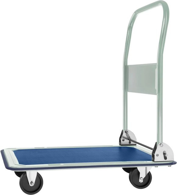 tectake Plattformwagen mit klappbarem Handgriff und rutschfester Auflage in Weiß, B/T/H: 73 x 47 x 83 cm - Bild 1