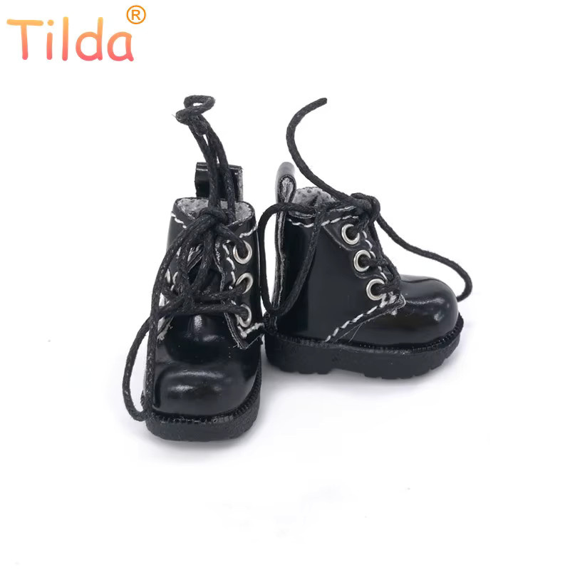 Tilda Puppe Stiefel, Zubehör, Leder, Schwarz - Bild 2