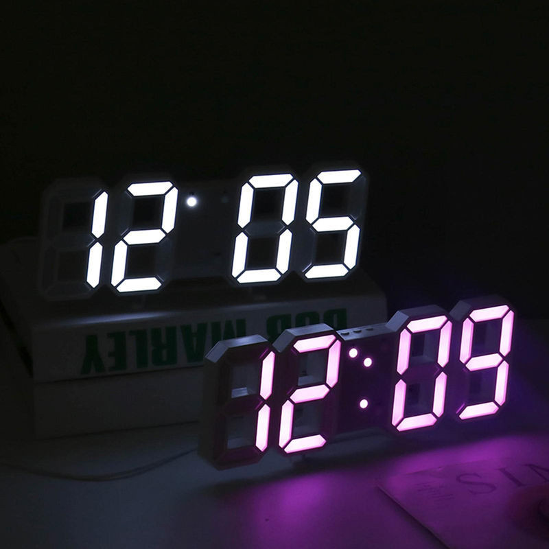 Tooarts LED 3D Wanduhr mit digitaler Anzeige, Datum und Thermometer, Schwarz - Bild 1