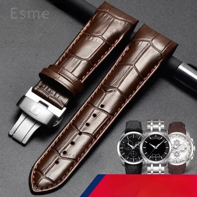 Tissot Uhrenarmband Leder, Schmetterling Verschluss, Herren - Bild 1