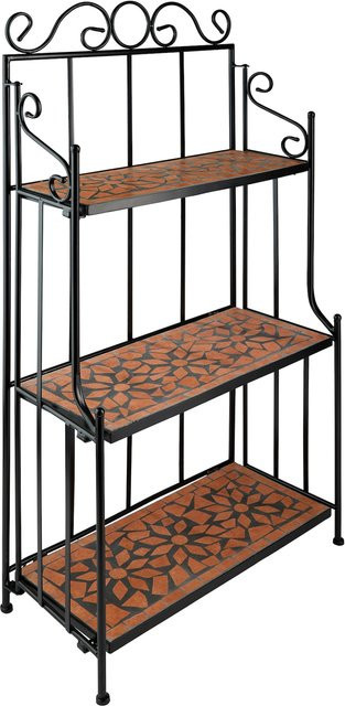 tectake Metallregal mit 3 Mosaikböden in Terracotta, B/T/H: 61 x 29 x 114 cm - Bild 1