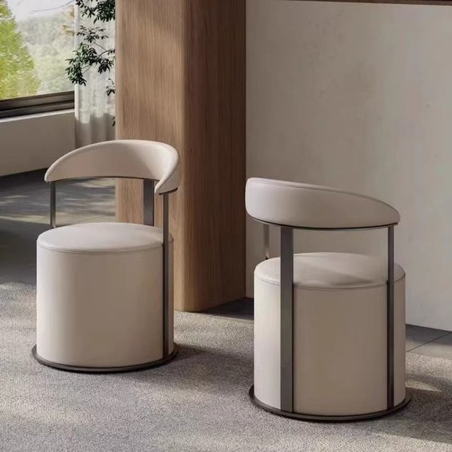 LIUSHADUOLA Nordischer Schminkhocker in Grau mit Rückenlehne im minimalistischen modernen Design - Bild 1