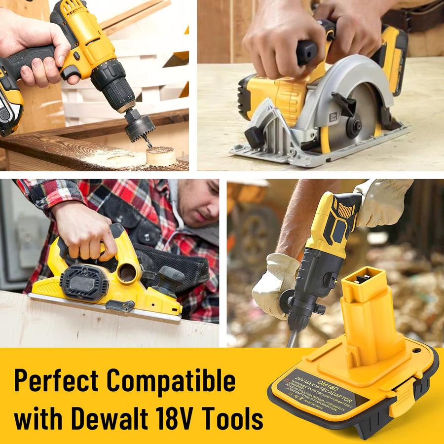 DM18D Akku-Adapter mit USB-Konvertierung für DeWalt 20 V und Milwaukee 18 V Li-Ionen-Akkus sowie DeWalt NiCad und NiMh Akku-Elektrowerkzeuge - Bild 4