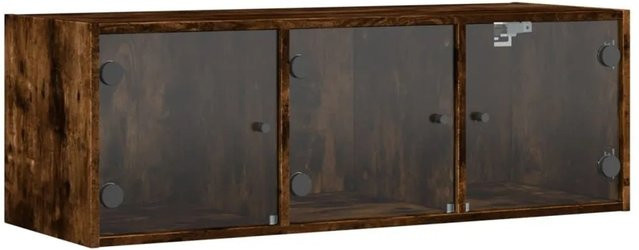 vidaXL Wandschrank mit Glastüren in Räuchereiche, B/T/H: 102 x 37 x 35 cm - Bild 1