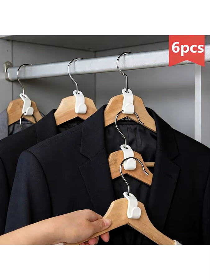 LIYIMENG 6-teiliges Multifunktions-Kleiderschrank-Organizer-Set mit Kleiderbügel-Haken und Kleiderständer in Weiß - Bild 6