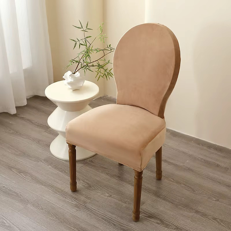 WANERQU Stretch Samt Stuhlbezug für Esszimmerstühle, Einfarbig, Beige - Bild 2