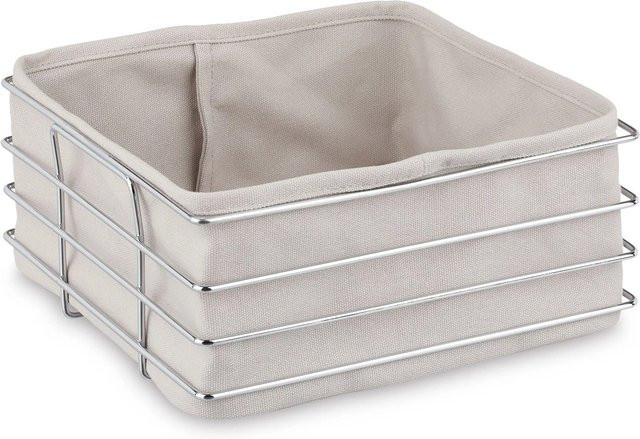 Relaxdays Brotkorb aus Edelstahl in Grau mit Stoffeinsatz, H: 10,5 cm, B: 23 cm, T: 23 cm - Bild 1