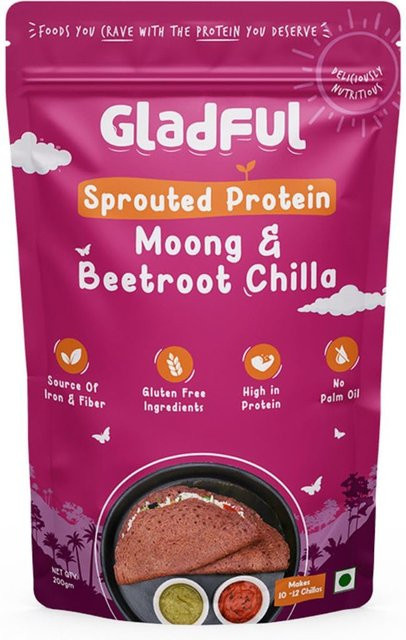 Gladful Rote Bete Chilla Dosa Mix gekeimte Linsen & Hirse glutenfrei 200 g - Bild 1