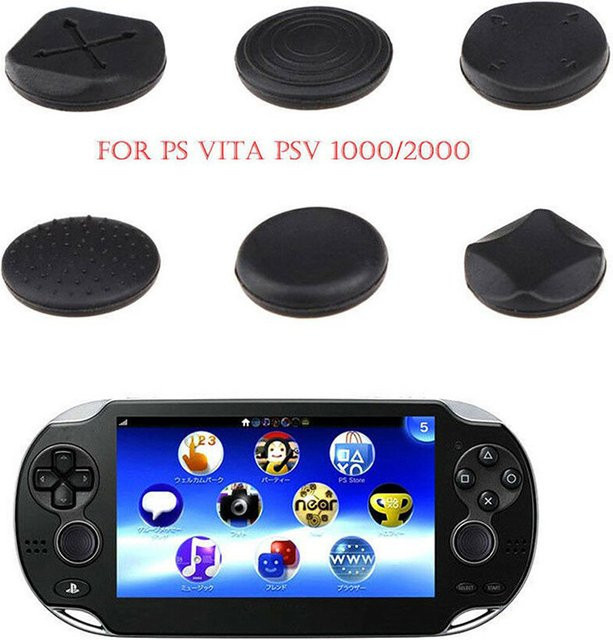 KOQZM 6er Set Silikon Joystick Protector Case für PS Vita 1000 und 2000 in Schwarz - Bild 1
