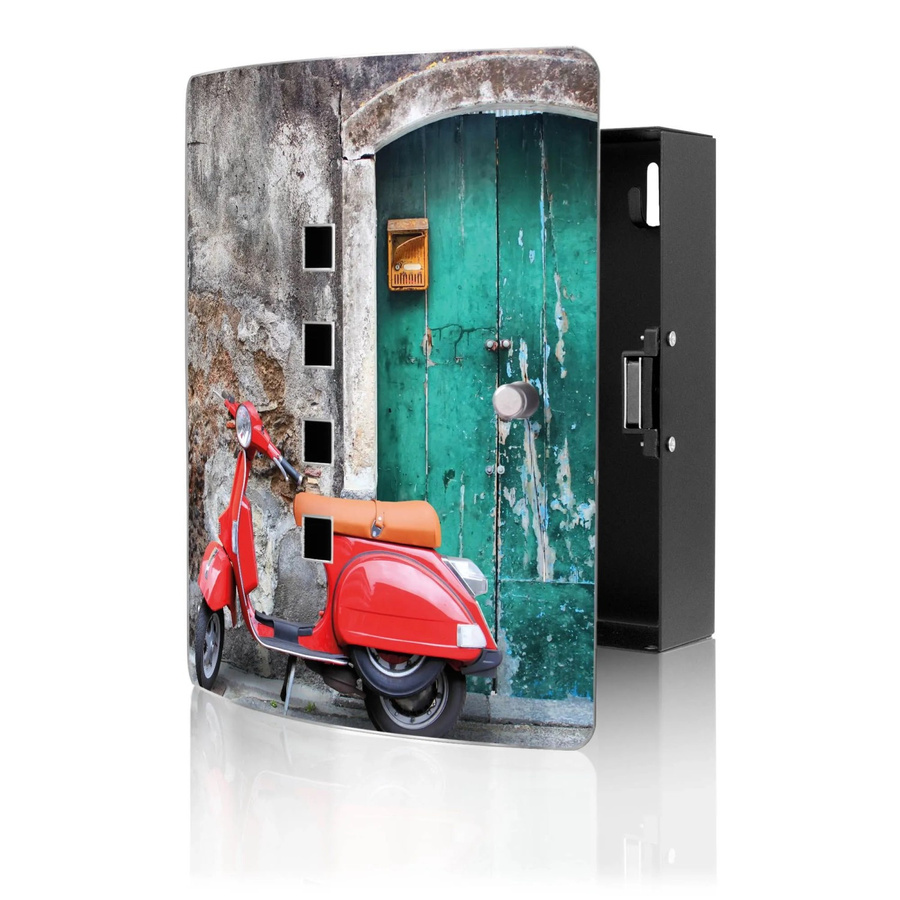 Banjado Design Schlüsselkasten aus Edelstahl mit Magnetverschluss und Motiv Italienischer Roller, Silber, B/T/H: 24 x 21,5 x 7 cm - Bild 2