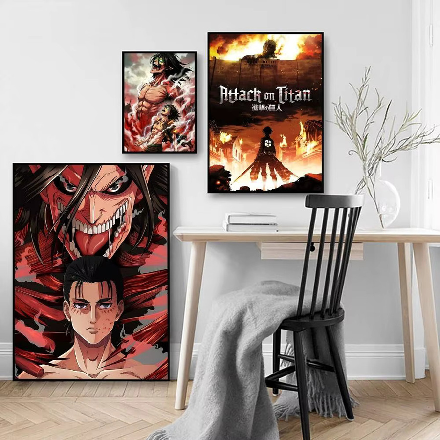 KAYOU Anime Attack On Titan Poster, selbstklebender wasserfester Papieraufkleber, mehrfarbig, rechteckig - Bild 4