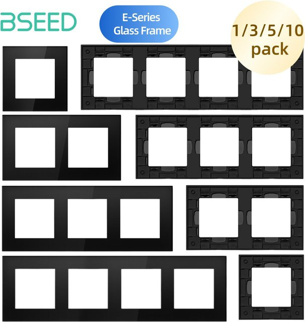 BSEED E-Serie Kristallglas-Panel Funktionsteile in Schwarz für Einzel-, Doppel- und Dreifachrahmen - Bild 1