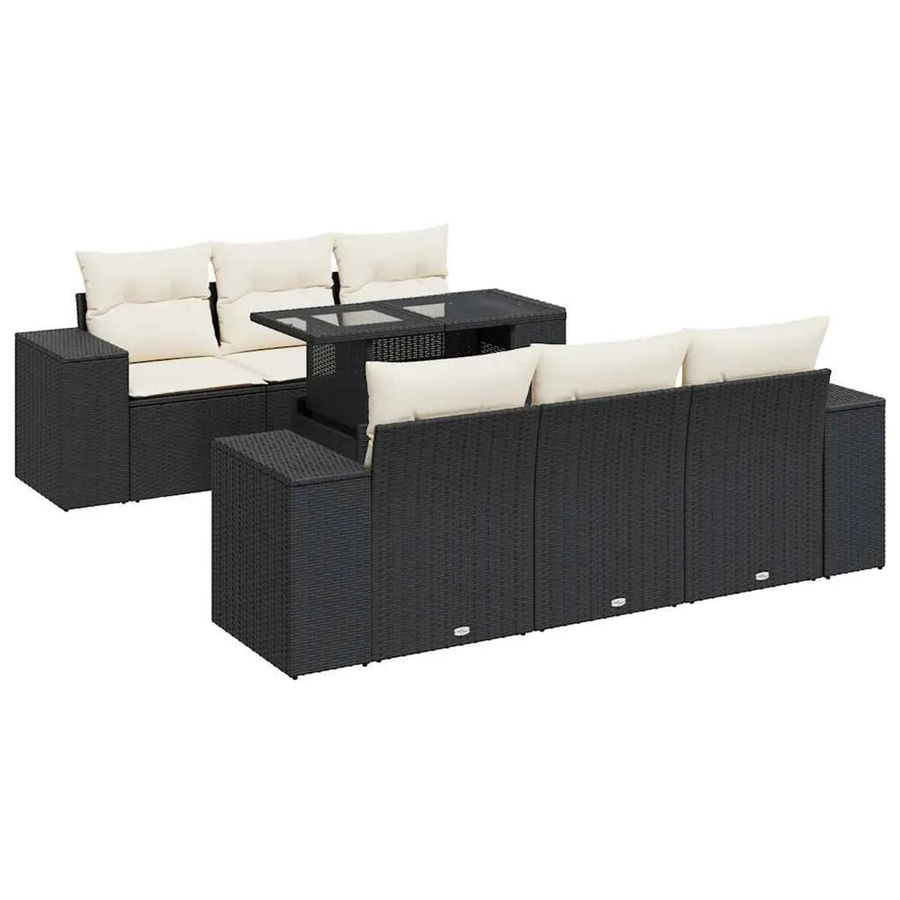 vidaXL 7-teilige Garten-Sofagarnitur aus Poly-Rattan in Schwarz mit Sitzkissen und Stauraum - Bild 2