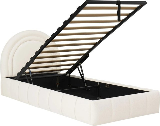 okwish Polsterbett mit Bettkasten in Beige aus Bouclé, B/T/H: 90 x 200 cm - Bild 1