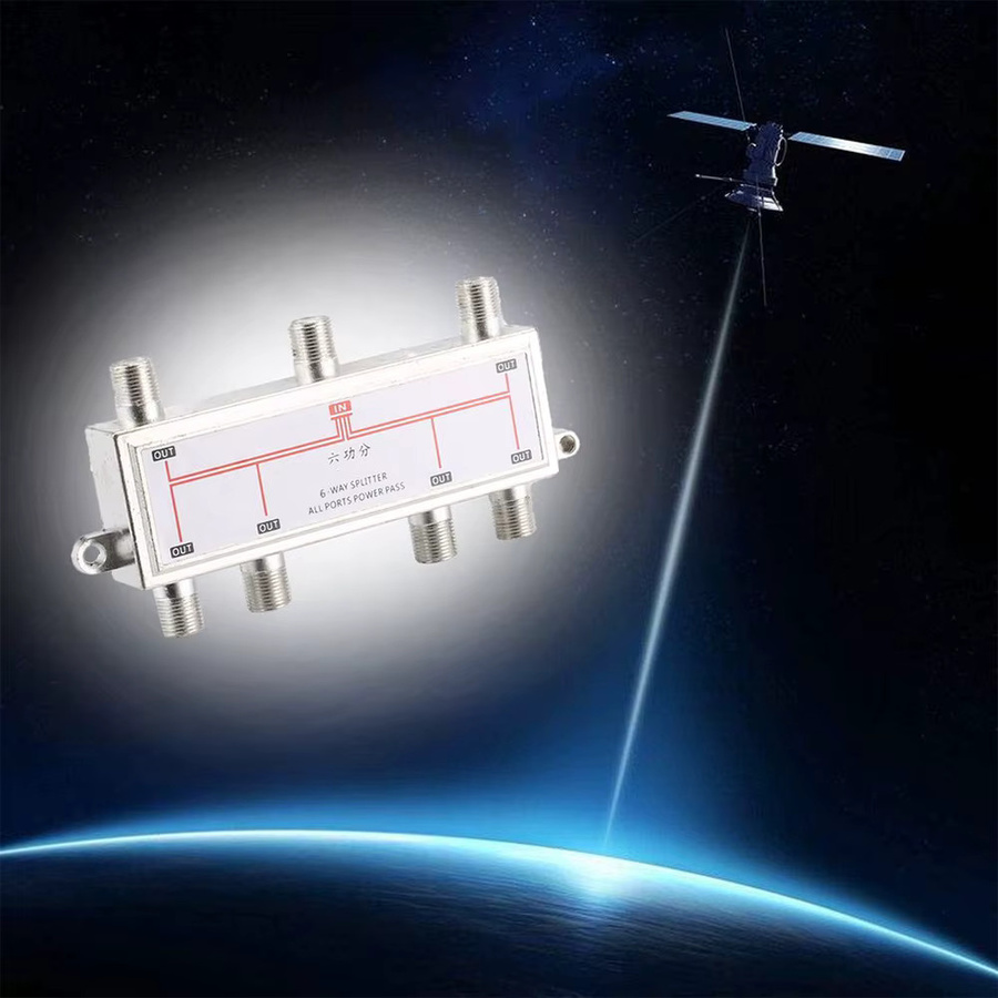 Oeny 6-Wege TV Signal Splitter Verteiler für SATV/CATV 5-2400 MHz in Silber - Bild 2