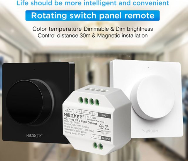 Miboxer K1 K1B TRI-C1 Drehschalter Panel WLAN Dimmer zur Steuerung von Helligkeit und Farbtemperatur für LED Bulbs - Bild 1