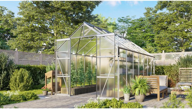 Vitavia Gewächshaus Jamaika in Silber mit Ready2Grow Zubehör-Set, Aluminium eloxiert, 11,5 m² mit Polycarbonat-Verglasung - Bild 1