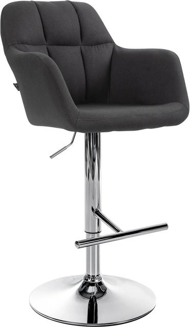 DELUKE Barhocker TUBEL Stoff Schwarz mit Lehne, höhenverstellbar und drehbar, B/T/H: 57 x 59 x 97 cm - Bild 1