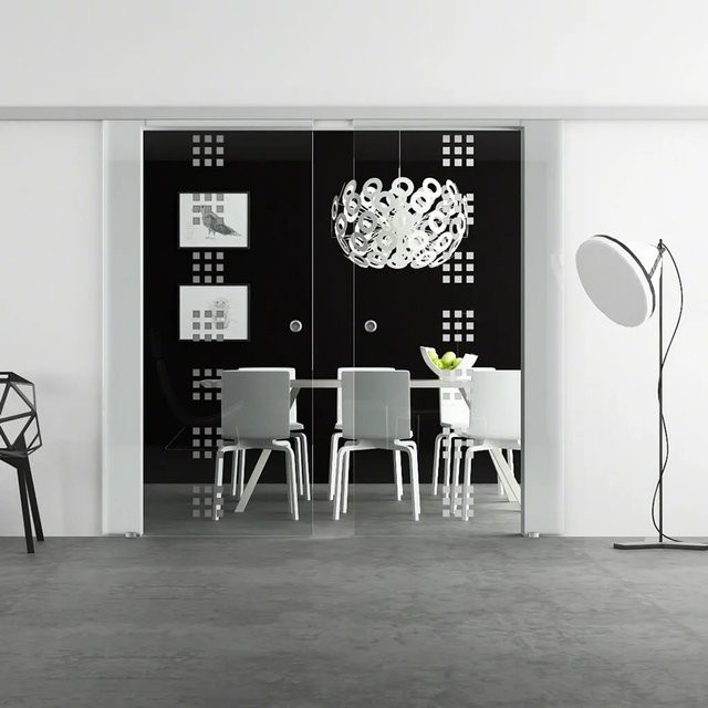 Levidor Doppelglasschiebetür Komplettset Stuttgart aus Aluminium und Glas in Schwarz oder Silber, B/H: 90 x 217,5 cm - Bild 1