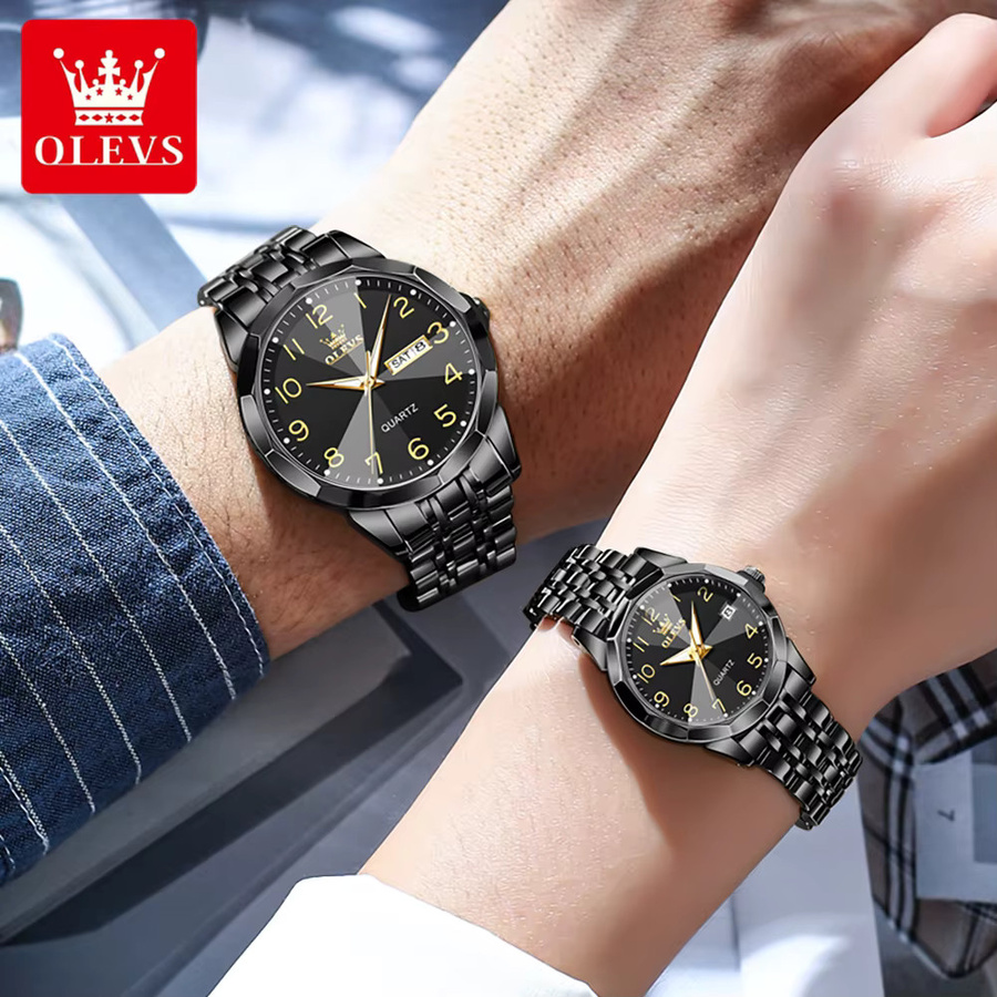 Olevs Digitaluhr, Quarz, Edelstahl, Schwarz, Unisex - Bild 4