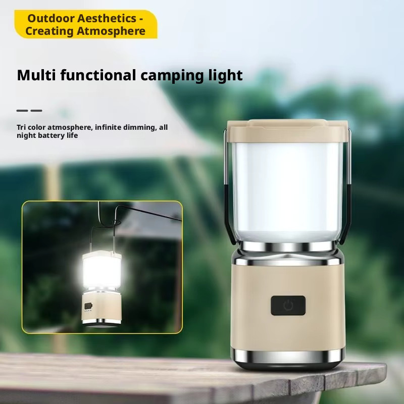 ESMARTER Mini-Campinglaterne beige, wiederaufladbare Tischlampe mit omnidirektionaler Beleuchtung für Zelt und Outdoor - Bild 2