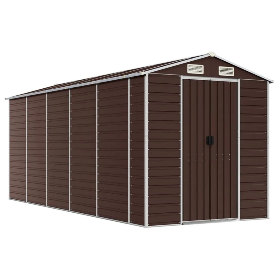 vidaXL Gerätehaus aus verzinktem Stahl in Braun mit Schrägdach, B/T/H: 470 x 191 x 198 cm - Bild 2