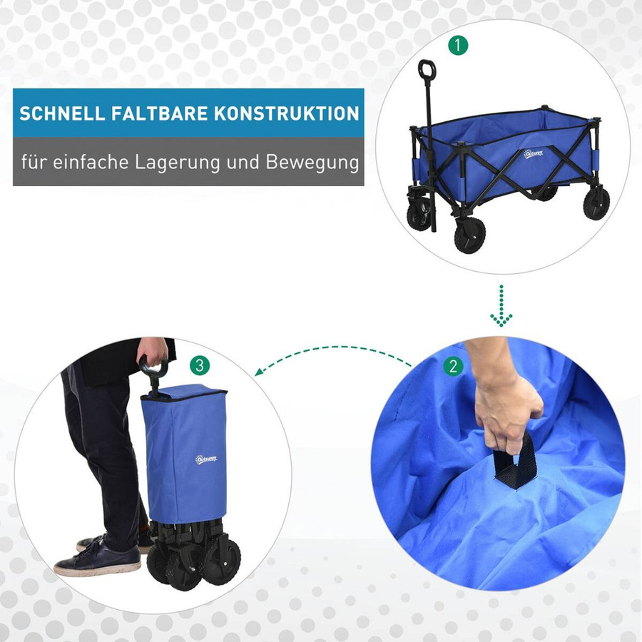 Outsunny Bollerwagen faltbar aus Stahl und Nylon in Dunkelblau B/H/L: 51 x 92 x 107 cm - Bild 5