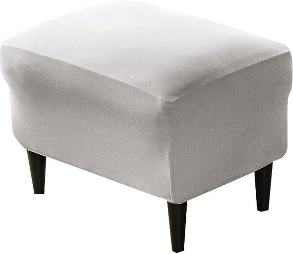 Yiran Furniture Elastischer Fußhockerbezug aus Polyester in Lichtgrau - Bild 1