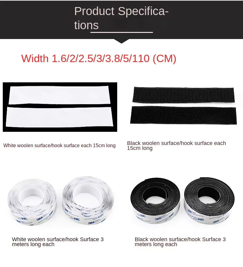 3M 9448A doppelseitiges Klettverschlussband in Schwarz, hochtemperaturbeständig und spurlos, Länge: 3 m - Bild 5