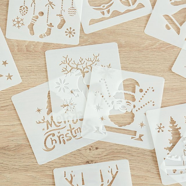 Weihnachten Malvorlage Schablone aus wasserfestem PET für DIY Dekorationen und Grußkarten - Bild 1