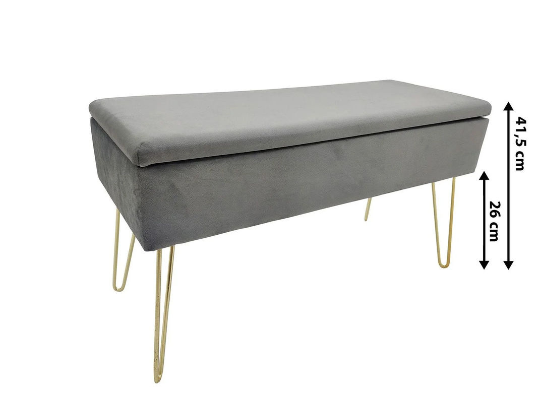 ECHTWERK Sitzbank Scarlett in Grau mit Gold, Samt, B/T/H: 75 x 30 x 41,5 cm - Bild 4