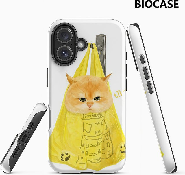 Potdemiel Handyhülle mit süßem Katzenmotiv in Orange und Gelb für iPhone 17 16 15 14 13 12 Pro Max Plus mit doppelschichtiger Rückseite - Bild 1