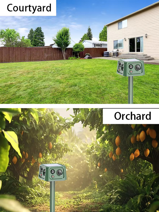 Ultraschall-Tiervertreiber in Grün mit Zwei-Wege-Funktion und Vier-Richtungs-Abschreckung für Gärten und Obstgärten - Bild 6