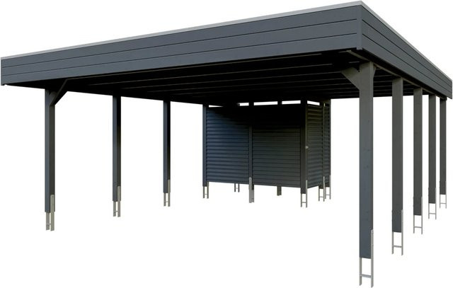 Skan Holz Doppelcarport Friesland Set 14 mit Abstellraum Anthrazit Schwarz B/T: 557 x 708 cm - Bild 1