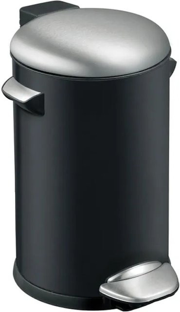 PROREGAL Retro Treteimer Schwarz mit markanten Griffen und Kugelkappe, Kunststoff, Höhe: 48,5 cm, Durchmesser: 29,2 cm - Bild 1