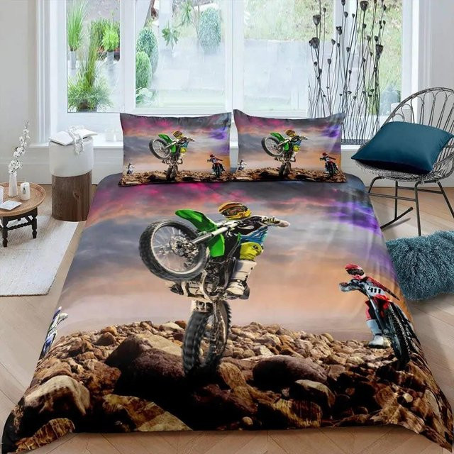 Your Warm Home 3D Motorrad Bettwäscheset mit Grafikdesign, Mehrfarbig, B/H: 135 x 200 cm - Bild 1